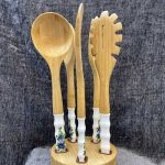 خرید ست کفگیر ملاقه چوب سرامیک استندار