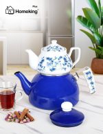 کتری و قوری لعابی طرح تایلندی ابی