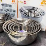 لگن و آبکش ۵ تایی استیل ۱۰۱۸ - Image 3