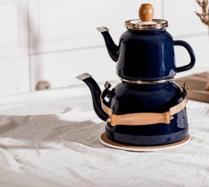 کتری قوری لعابی دسته چوبی 328