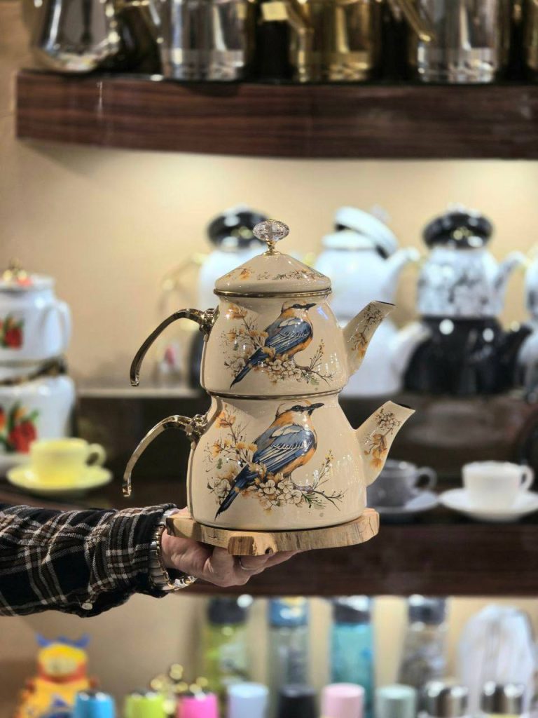 کتری قوری لعابی لوله‌ای 304