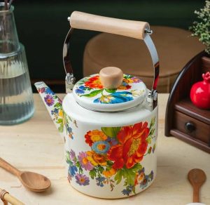 کتری لعابی دسته چوبی 320