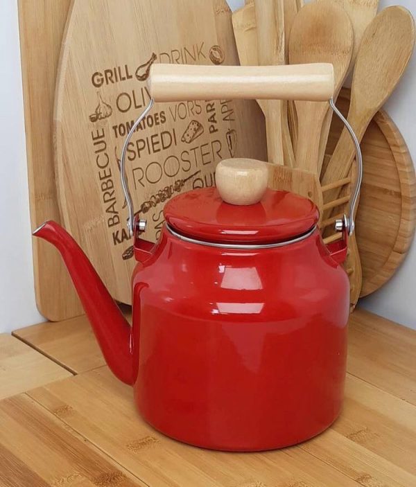 کتری لعابی دسته چوبی 321