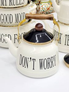 کتری لعابی دسته چوبی 322