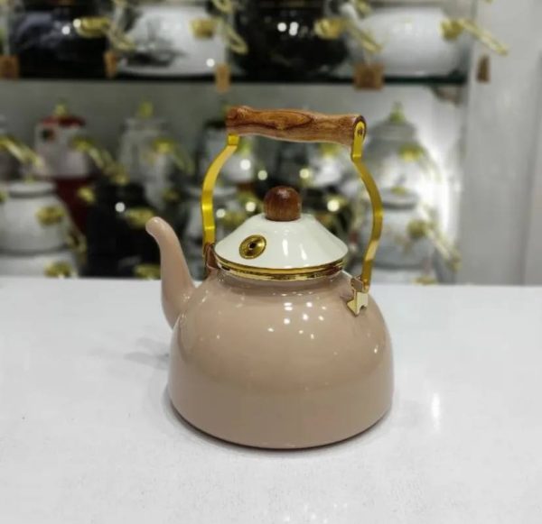 کتری لعابی دسته چوبی 323