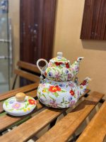 کتری قوری لعابی گلدار لوله ای - Image 4