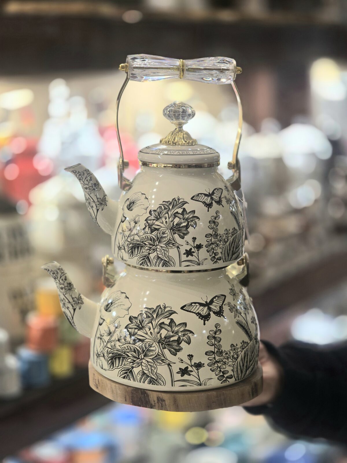 کتری قوری لعابی دسته کریستالی کد ۱۱۰۴ - Image 3