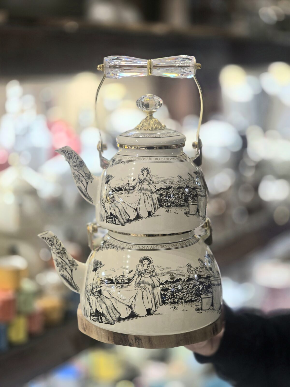 کتری قوری لعابی دسته کریستالی کد ۱۱۰۴ - Image 5