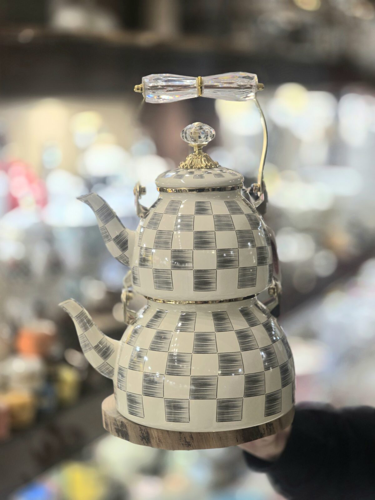 کتری قوری لعابی دسته کریستالی کد ۱۱۰۴ - Image 6