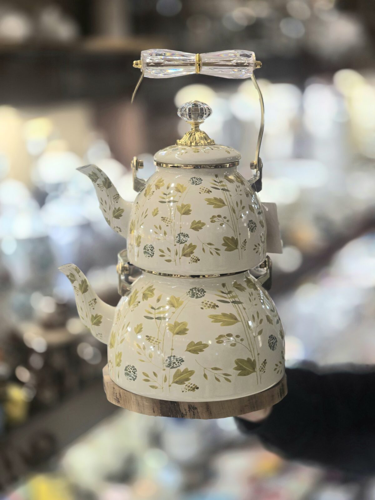 کتری قوری لعابی دسته کریستالی کد ۱۱۰۴ - Image 7