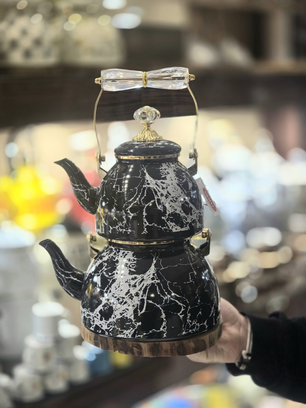 کتری قوری لعابی دسته کریستالی کد ۱۱۰۴ - Image 4