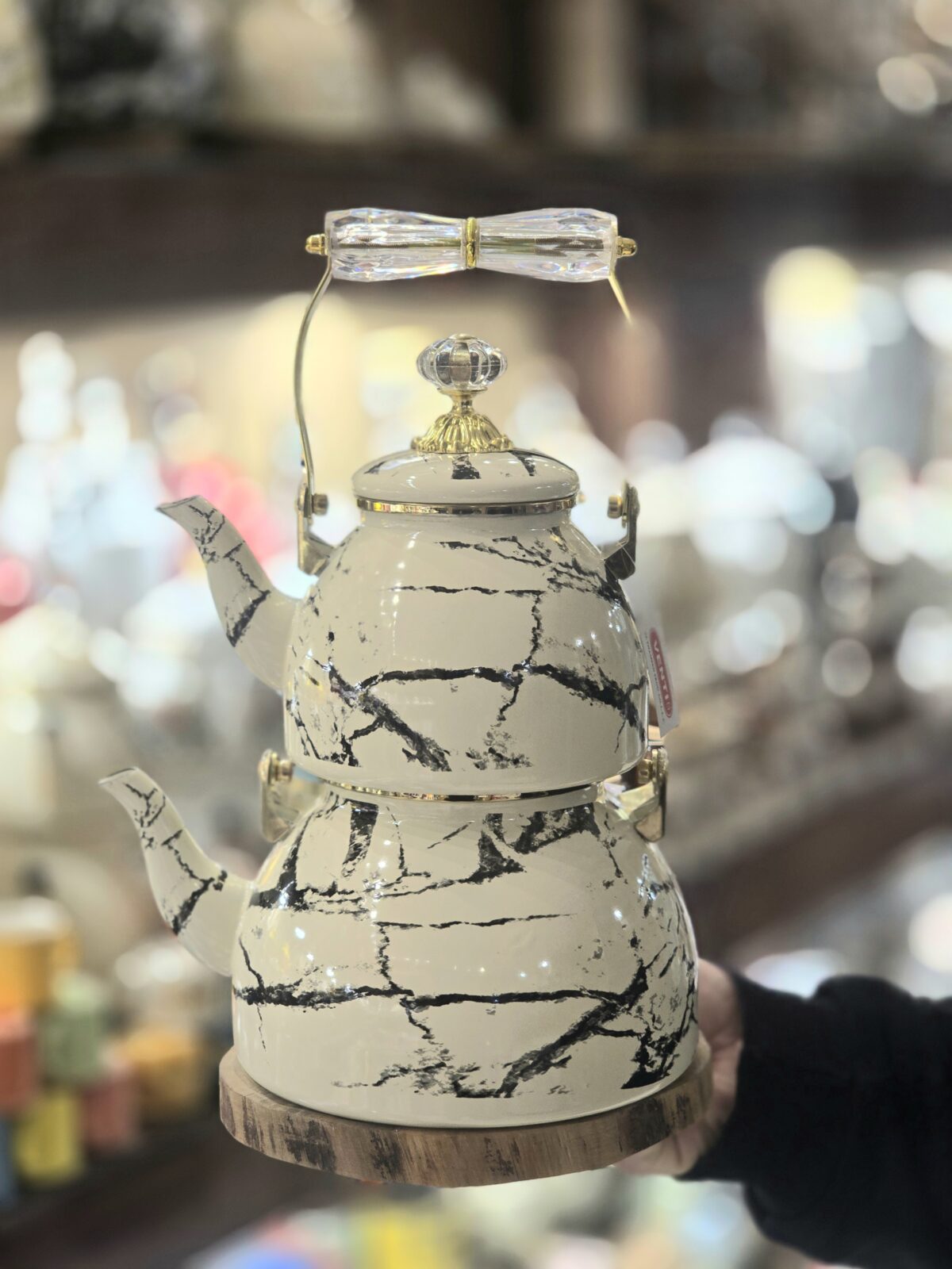 کتری قوری لعابی دسته کریستالی کد ۱۱۰۴ - Image 3