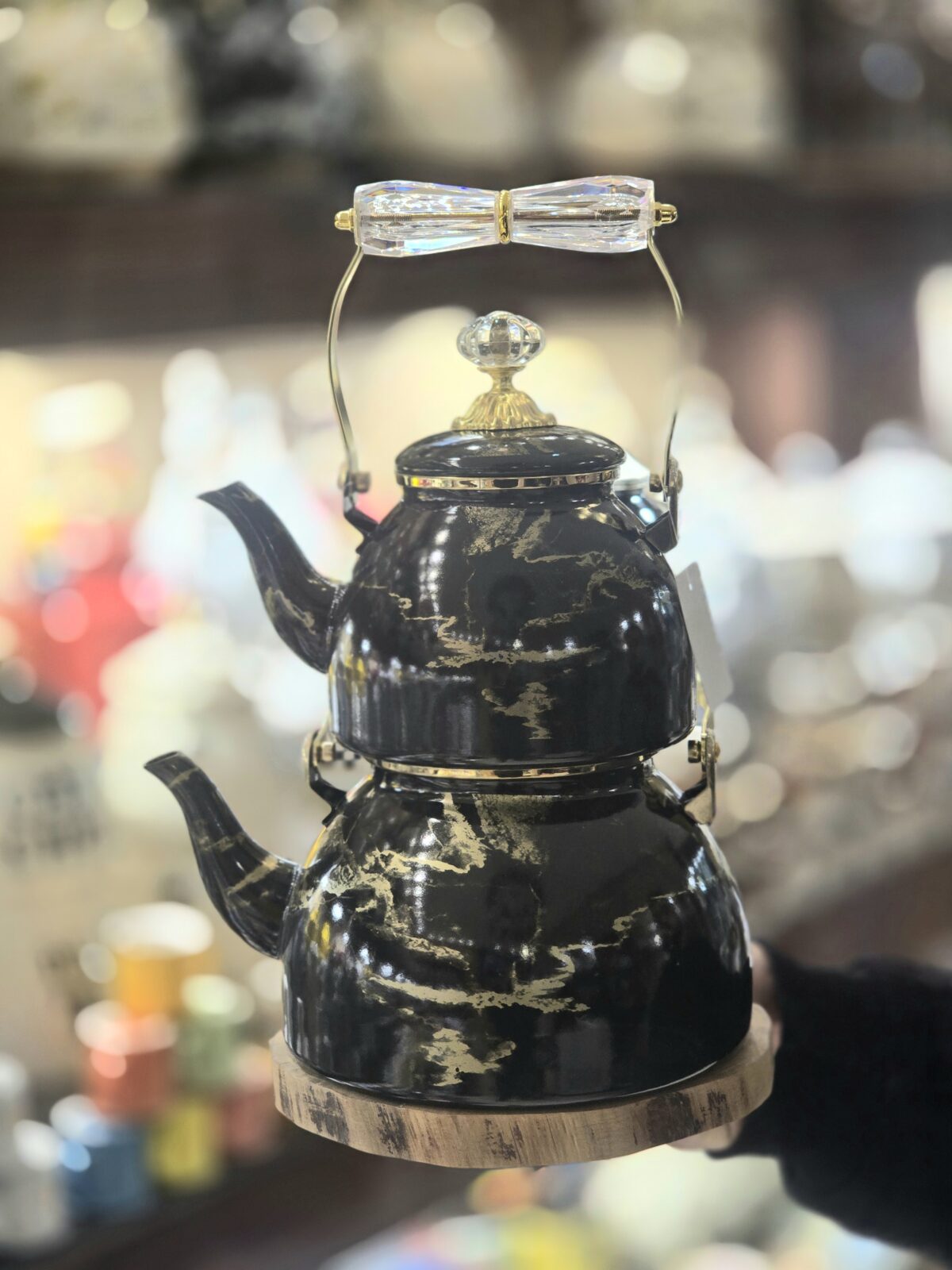 کتری قوری لعابی دسته کریستالی کد ۱۱۰۴ - Image 5