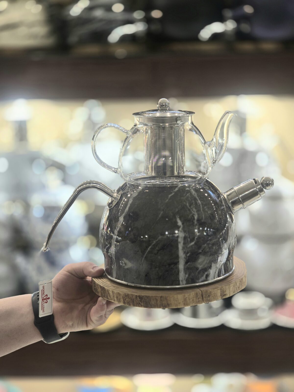 کتری قوری استیل سوتی طرح ماربل - Image 10