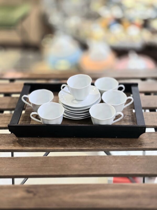 سرویس فنجان نعلبکی قهوه خوری چینی سفید