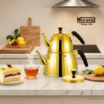 کتری قوری استیل براق Nicolo نیکولو دسته بغل - تصویر 3