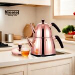 کتری قوری استیل براق Nicolo نیکولو دسته بغل - تصویر 2