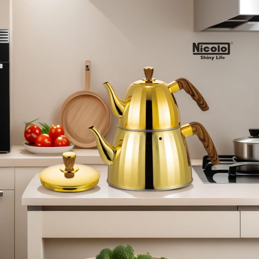 IMG_20260525_125631_756 کتری قوری استیل براق Nicolo نیکولو دسته چوبی - تصویر 1