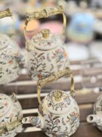 کتری لعابی طرح گلدار دسته آناناسی - تصویر 2