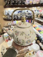 کتری لعابی گلبهار دسته سرامیکی و طلایی - تصویر 5