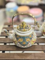 کتری لعابی سنتی دسته طلایی - تصویر 2