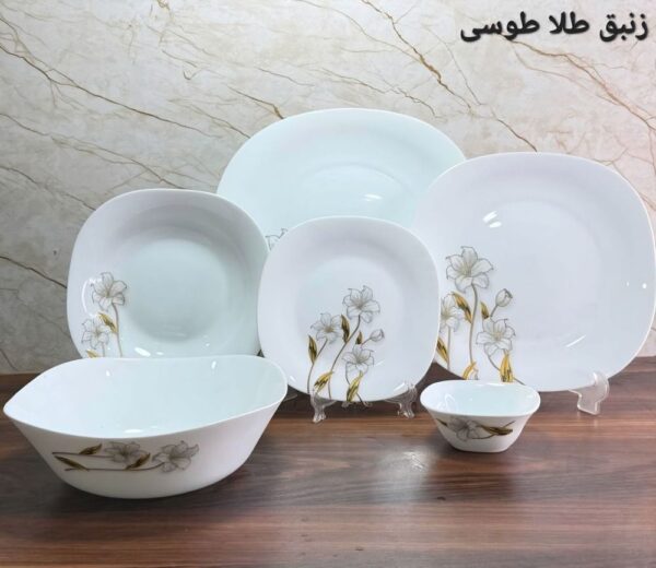 سرویس آرکوپال ۲۶ پارچه زنبق طلا طوسی